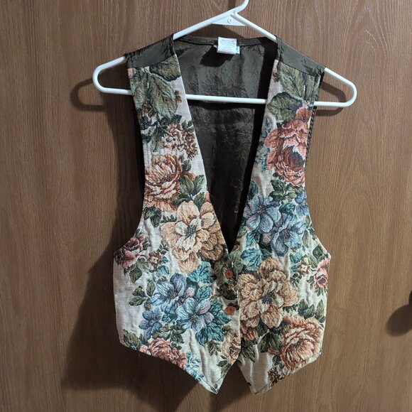 Backroad Blues Vintage Floral Vest, M - Picture 1 of 4